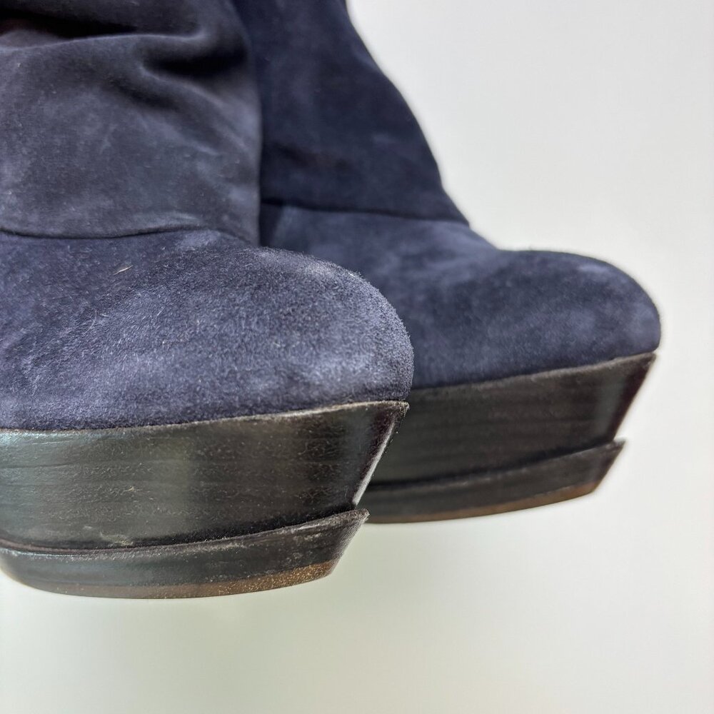 Pura‎ Lopez Suede Platform Ankle Boots Bow Detail Heels Femme Fatale - Picture 5 of 7